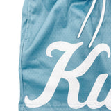 Blue Kuyate Script Mesh Shorts