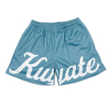 Blue Kuyate Script Mesh Shorts